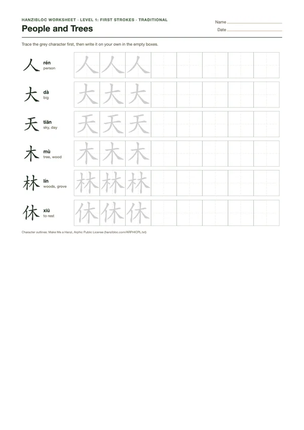 Preview of the People and Trees worksheet
